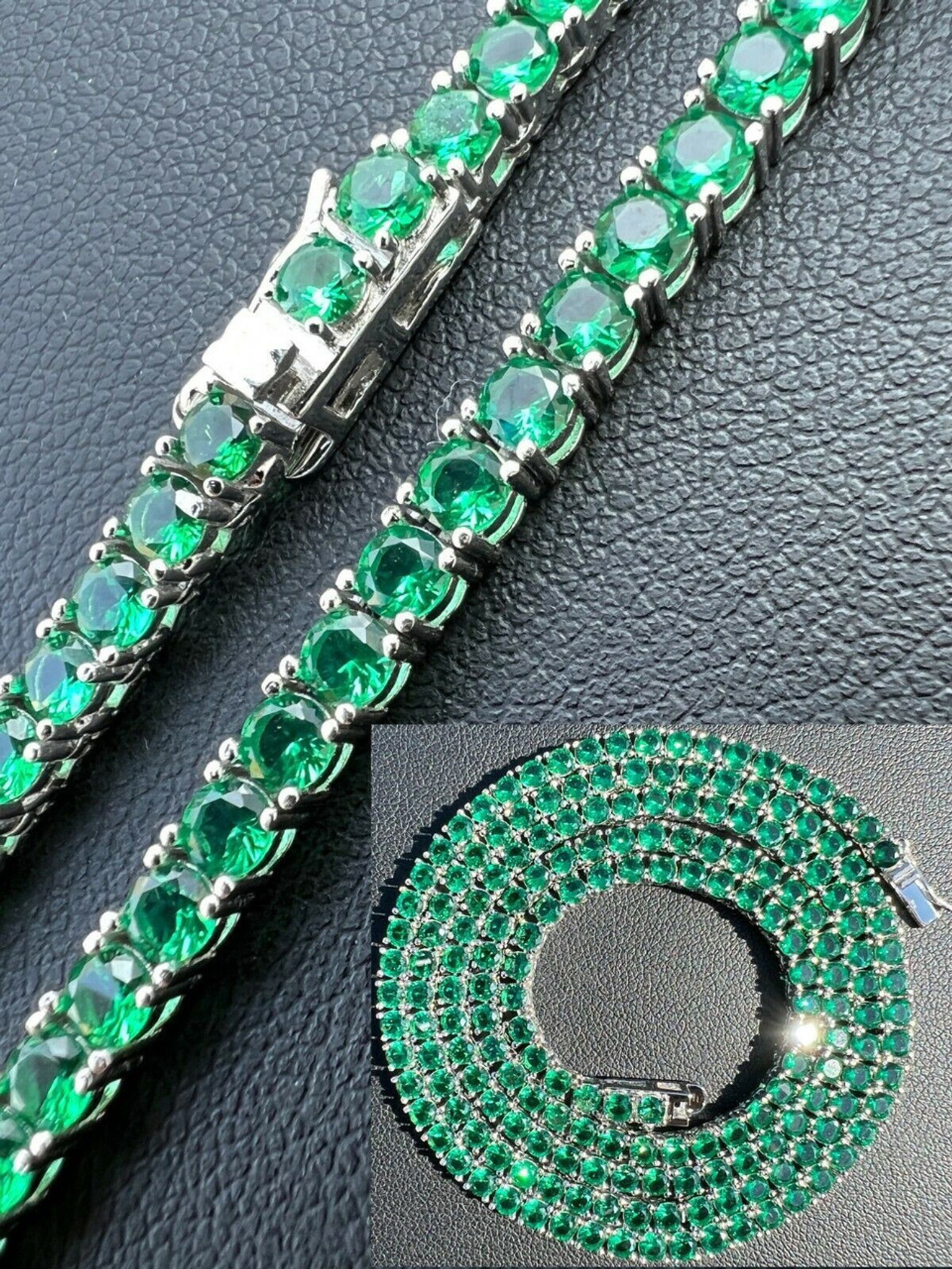 Manufacturer of Attractive green stone diamond necklace | Jewelxy - 61613